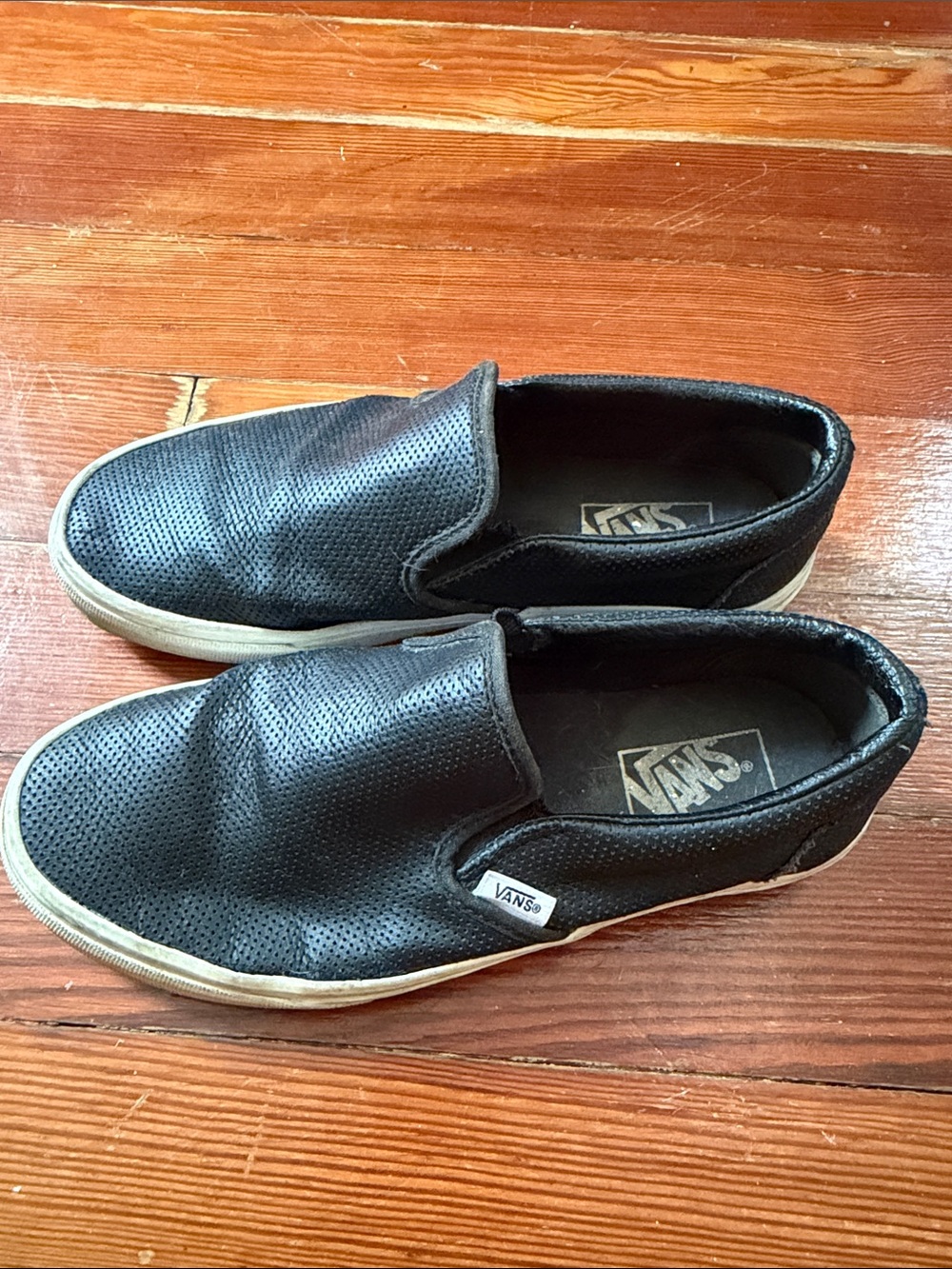 Vans Black Slip-On Perforated Leather Sneakers